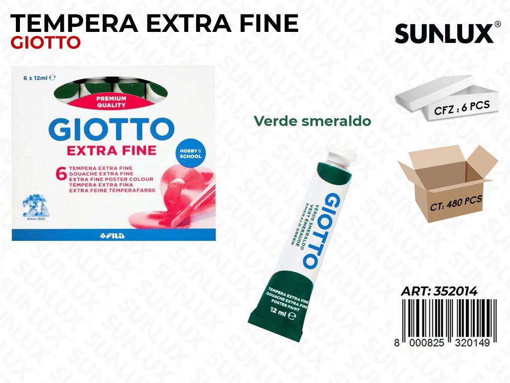 Tubo Tempera Giotto 12ML Verde Smeraldo
