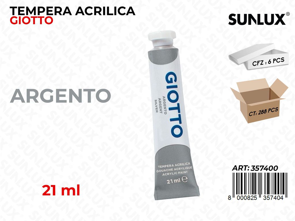 Tubetto Tempera Acrilica Giotto Arg. 21ML
