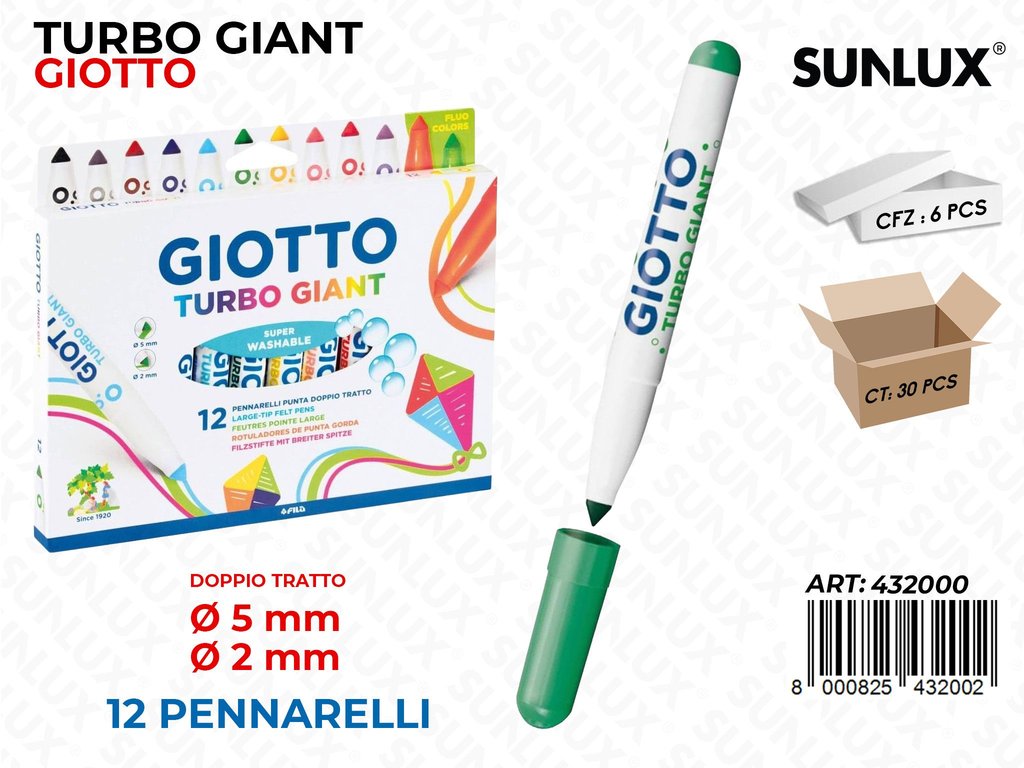 Ast. 12COL. Giotto Turbo Giant 2-5MM