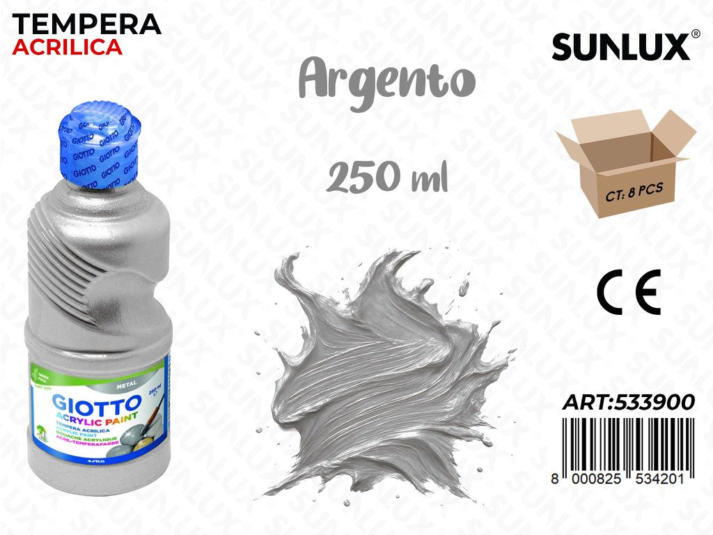 Fl 250ML Giotto Acrylic Argento
