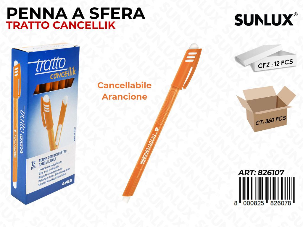 Penna Canc. Tratto Cancellik Arancione / Pz da 12