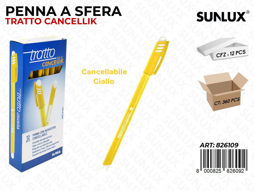 Penna Canc. Tratto Cancellik Giallo / Pz da 12
