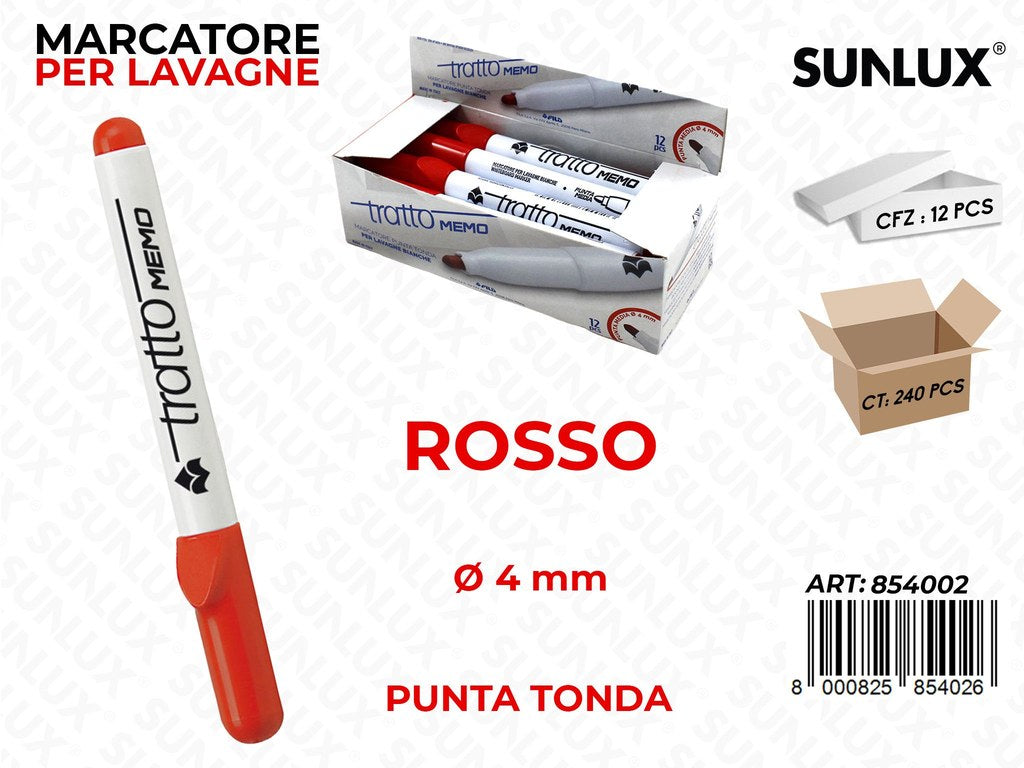 Marcatore Lavagna Tratto Memo P. Tonda Rosso