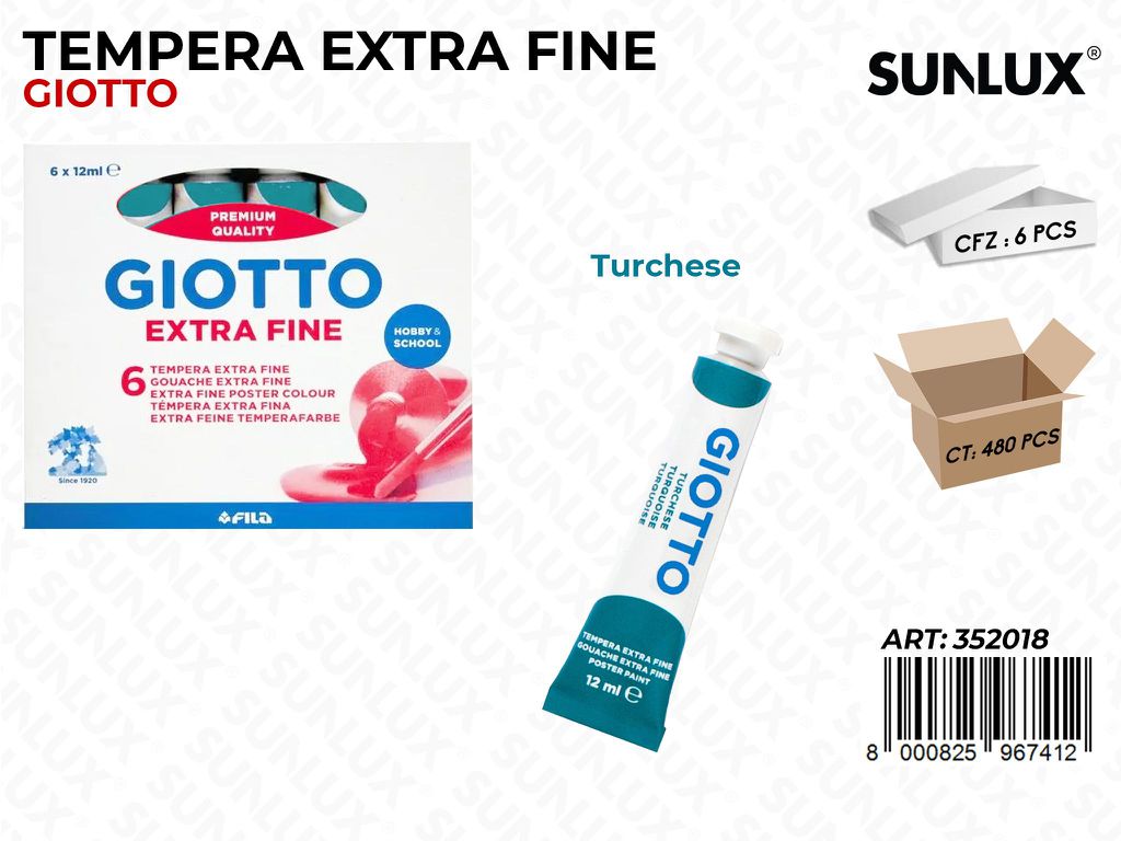 Tubo Tempera Giotto 12ML Turchese