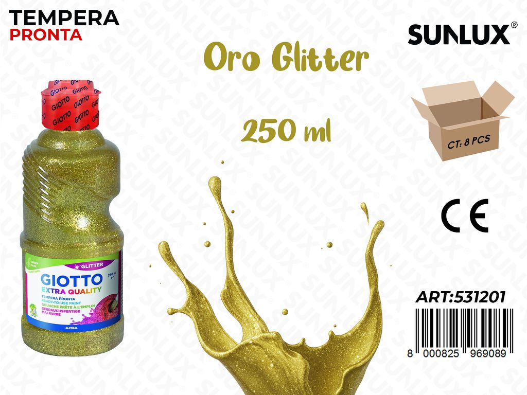 Fl 250ML Giotto Glitter Oro/ Pz da 8