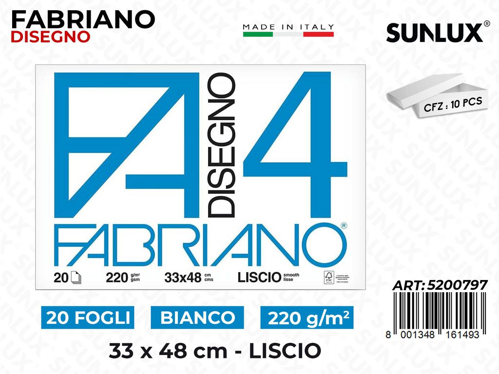 Fabriano Bianco Liscio 20FF 33*48CM 220GR