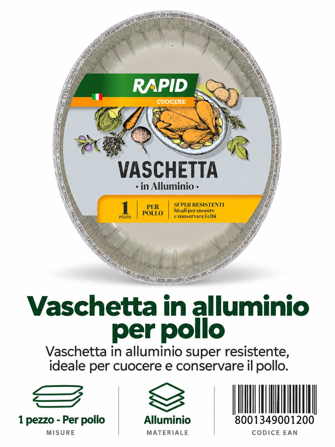 Vassoio Ovale Pollo 22X27Xh8Cm Conf.1Pz