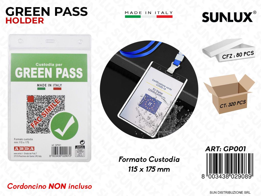 Custodia per Green Pass Trasp. 115*175MM / Pz da 80