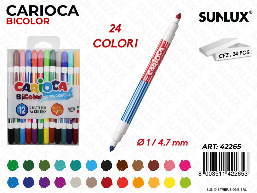 Carioca Pennarelli Bicolor 12PCS /Pz da 24BL