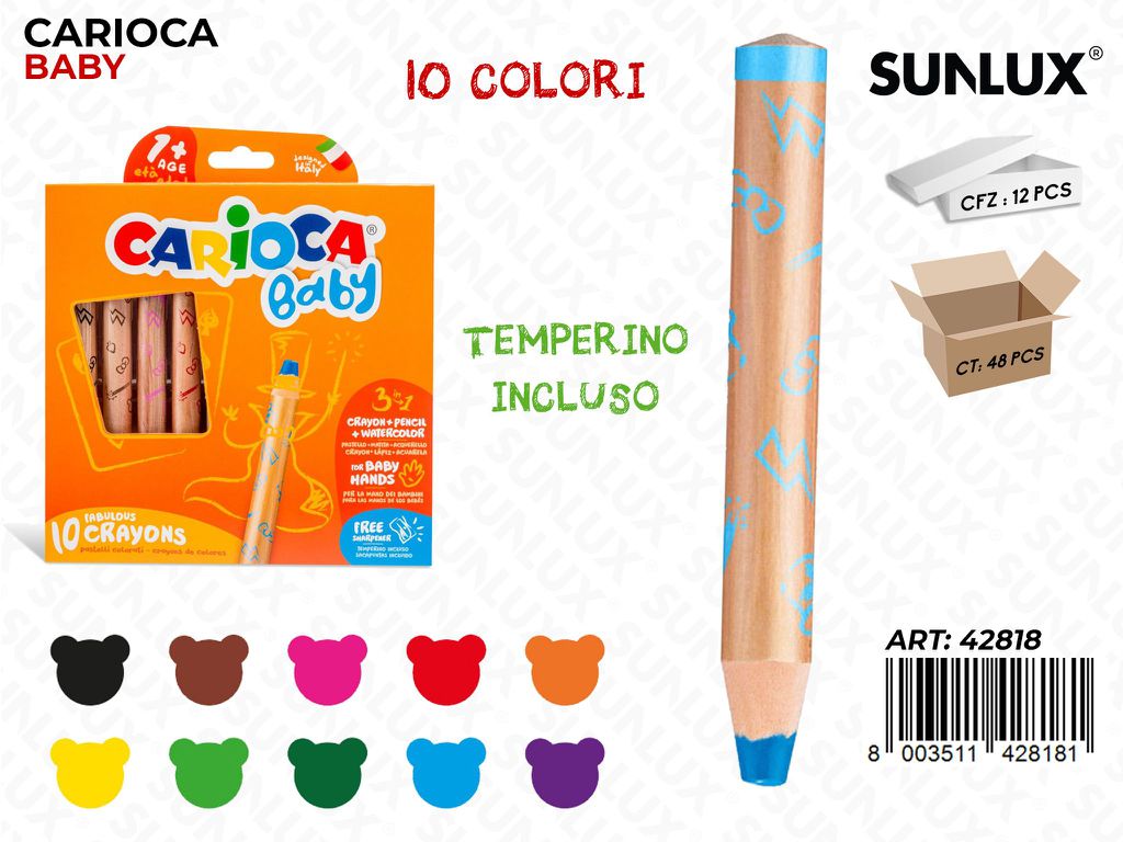 Carioca Baby 3-1 Crayons Sca. da 10