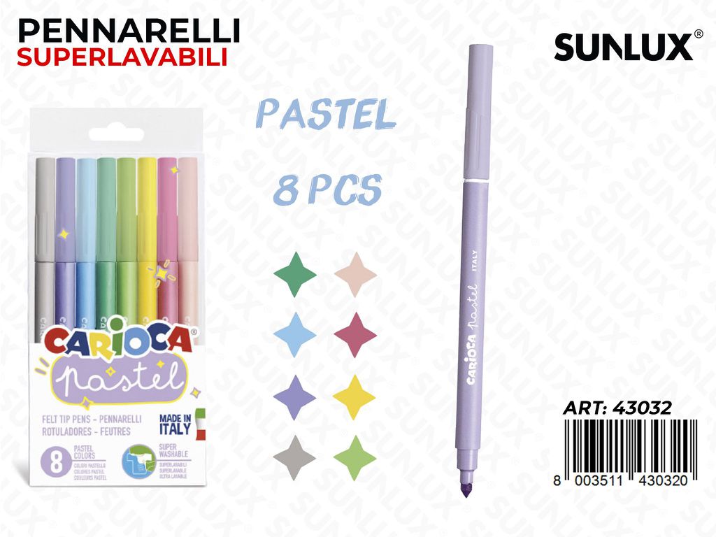 Carioca Pennarelli Lavabili Pastel Sca. 8COL.