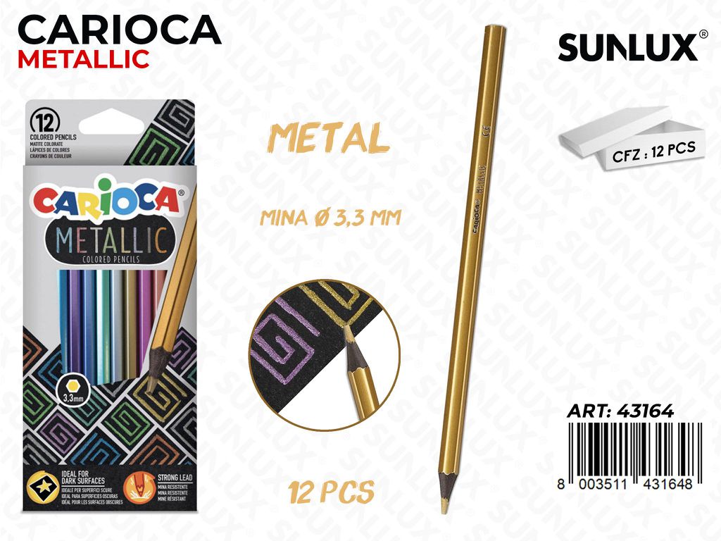 Carioca Matite Metallic Sca. 12COL.