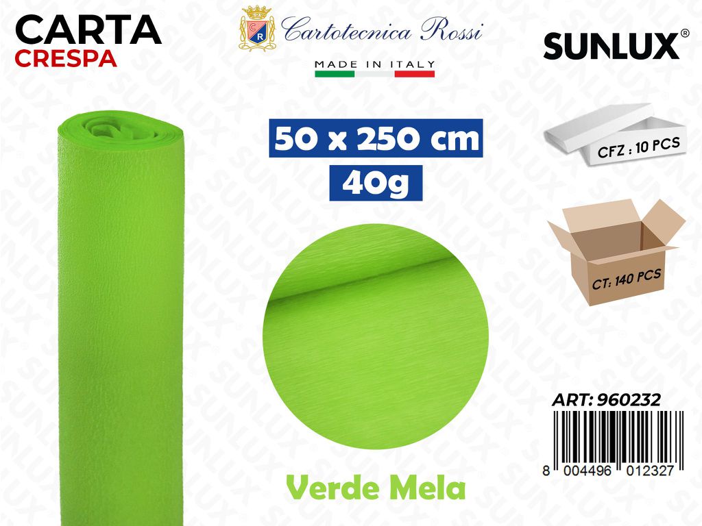 Carta Crespata 0232 40G 50*250CM Verde Mela