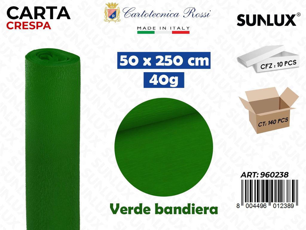 Carta Crespata 0238 40G 50*250CM Verde Bandiera