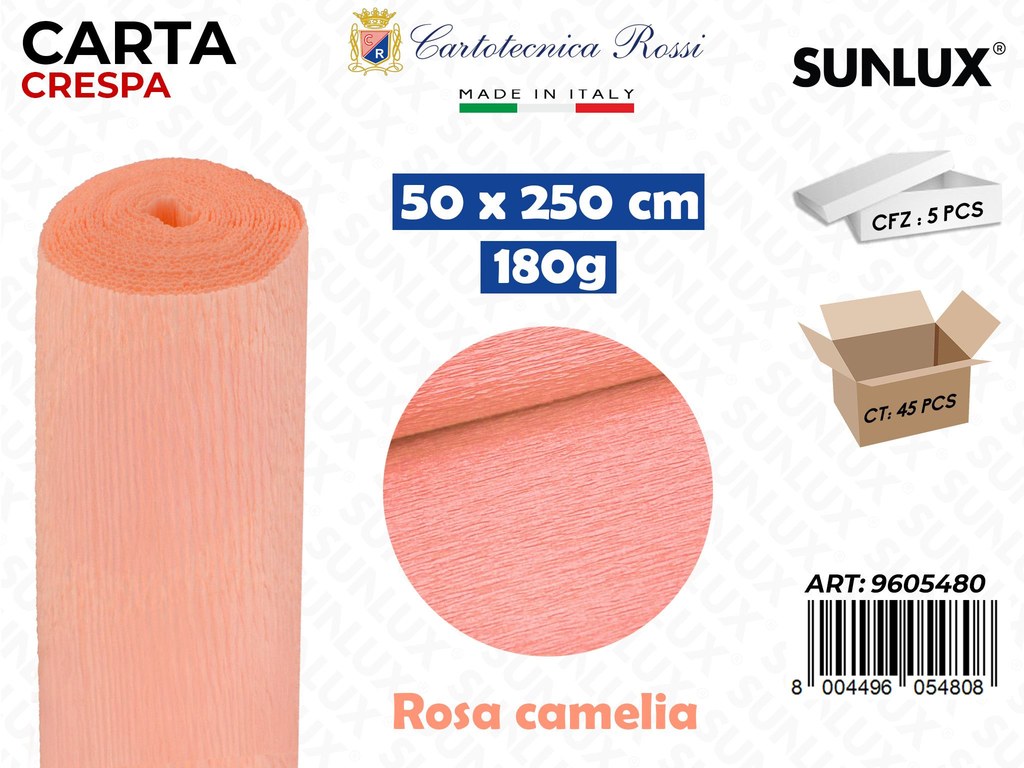 Carta Crespata 548 180G 50*250CM Rosa Camelia