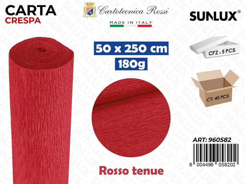 Carta Crespata 582 180G 50*250CM Rosso Tenue