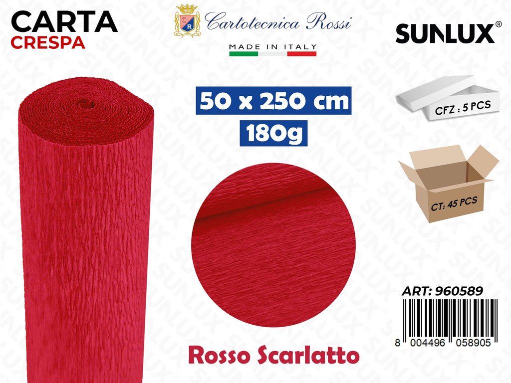 Carta Crespata 589 180G 50*250CM Rosso Scar.