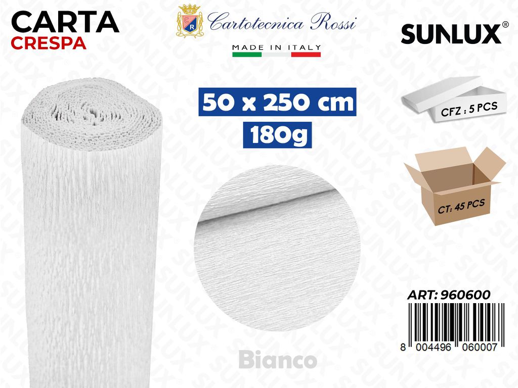 Carta Crespata 600 180G 50*250CM Bianco