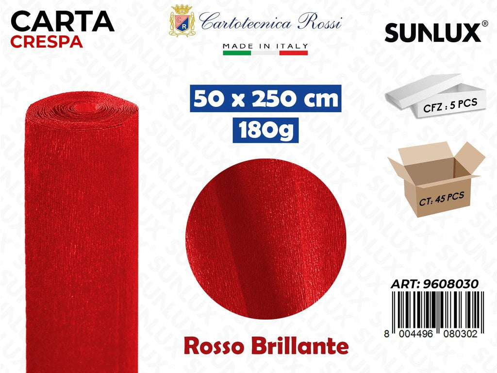 Carta Crespata 803 180G 50*250CM Rosso Brill.
