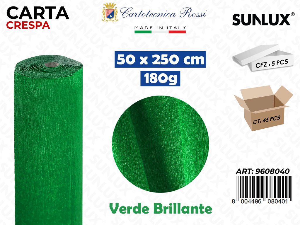 Carta Crespata 804 180G 50*250CM Verde Brill.
