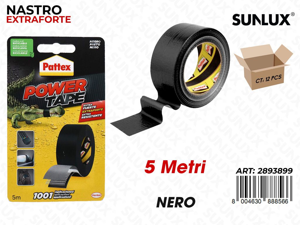 Pattex Nastro Extra Power Tape Nero 5MT