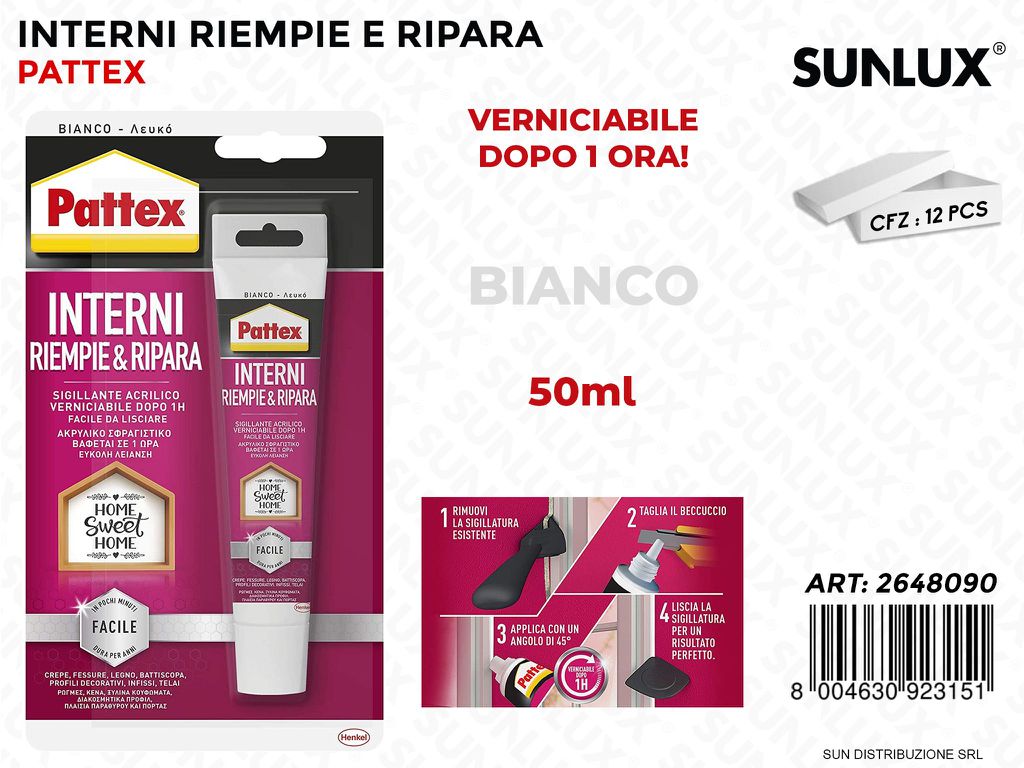 Pattex Interni Riempie e Ripara Bianco 50ML