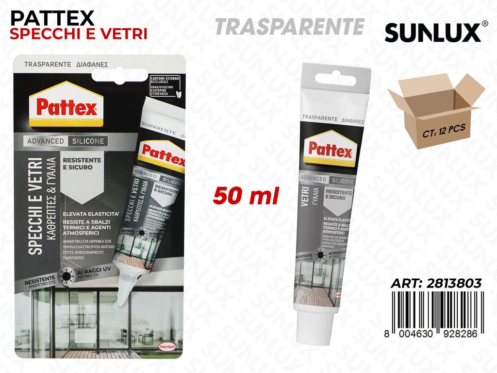 Pattex Silicone Specchi Vetri Trasp. 50ML