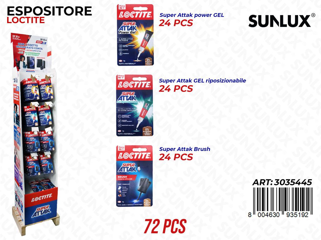 Esp. Super Attak Loctite Palbox 72PCS Ass.