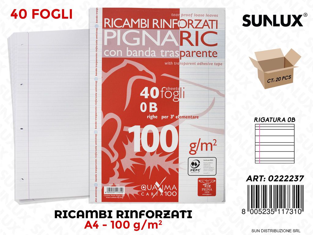 Ricambi Rinforzati A4 Rig. 0B 100GR 40FF