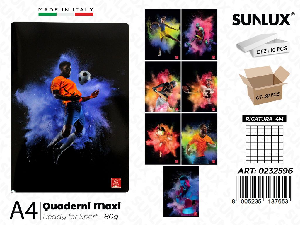 Maxi Quaderni A4 80G Rig. 4M Sport