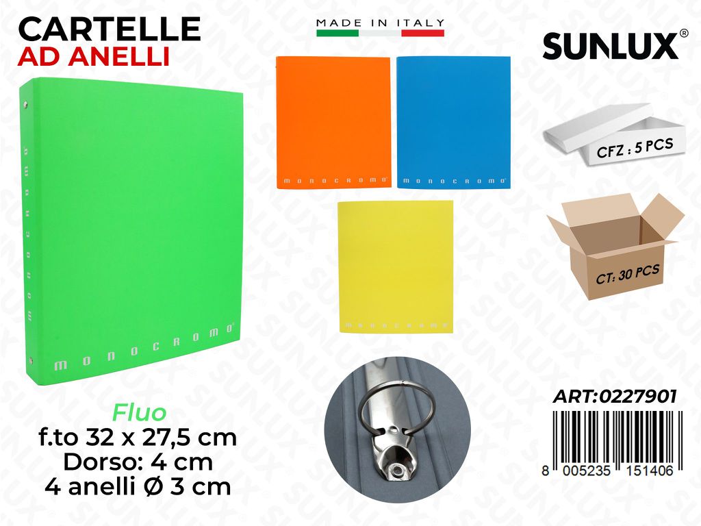 Cartelle Ad Anelli Monocr. Fluo F.to 27*32