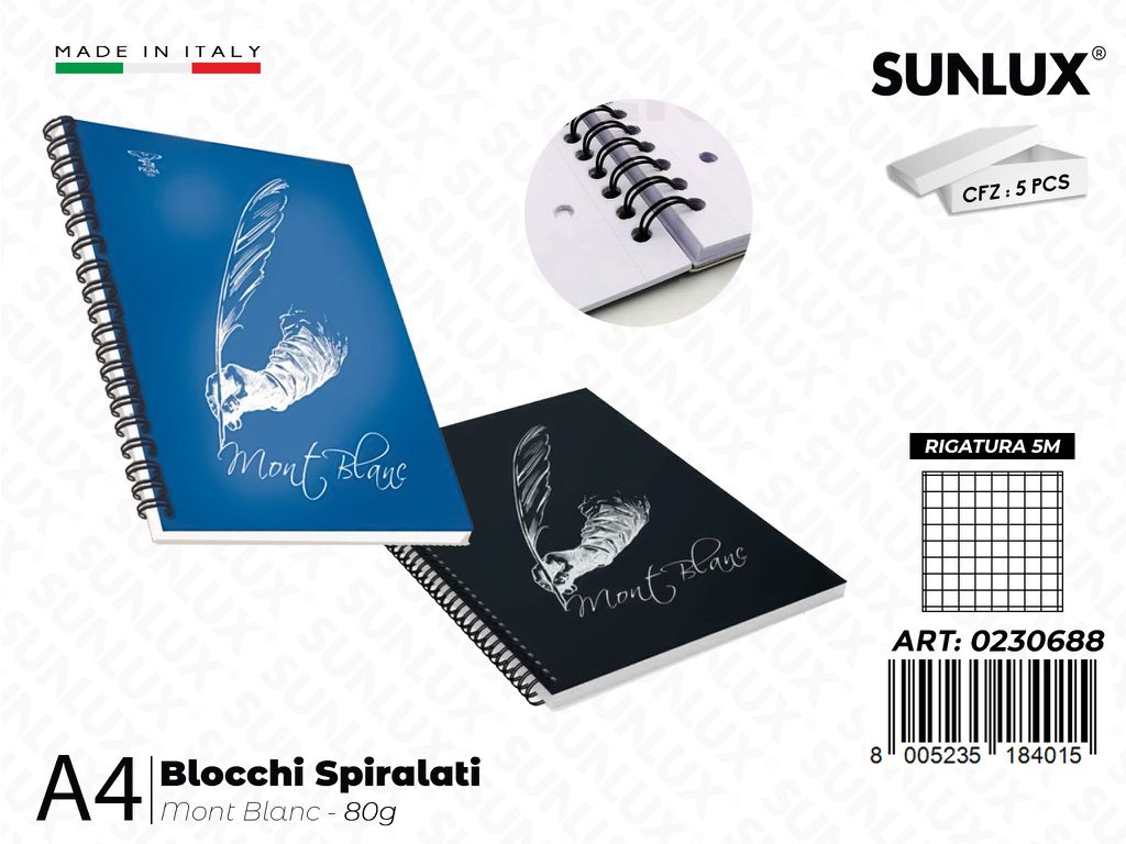 Mont Blanc Blocchi Spir. A4 80GR Rig. 5M