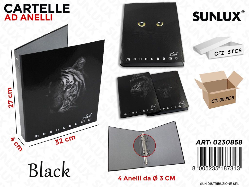 Cartelle Ad Anelli Monocr. Black A4 Ass.