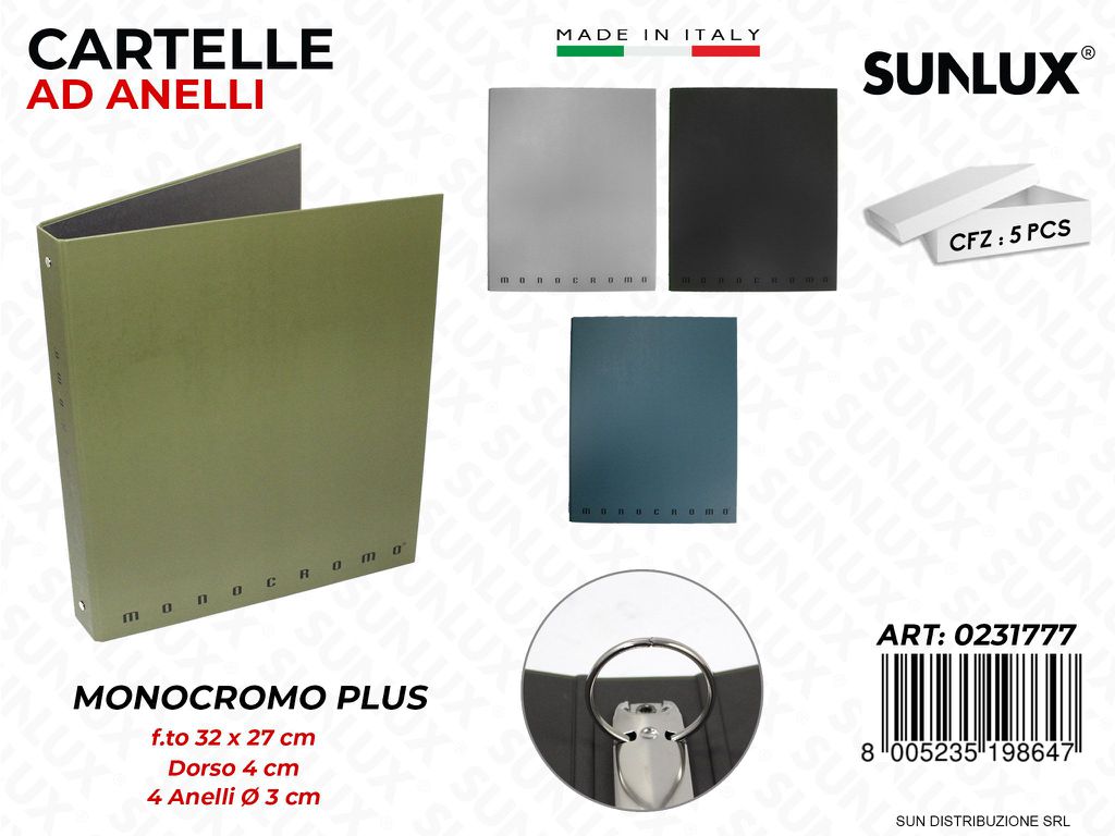 Cartelle Ad Anelli Monocromo Plus 32*27CM