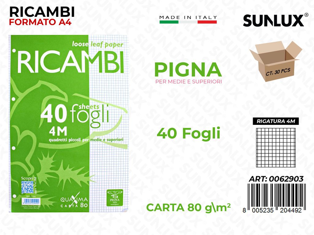 Pigna Ricambi F.to A4 80G Rig. 4M 40FF