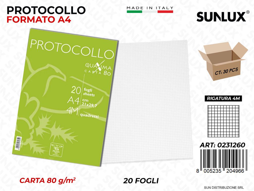 Protocollo Pigna F.to A4 Rig. 4M 20FF
