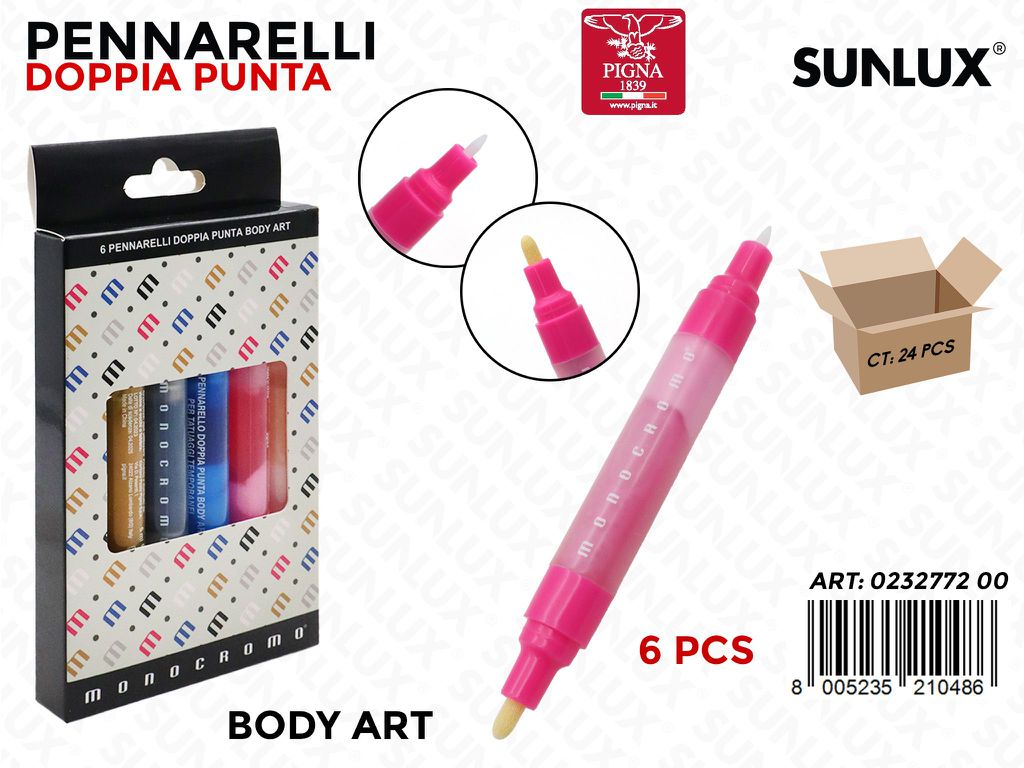 Pigna Monocr. Pennarelli 2P. Body Art 6PCS