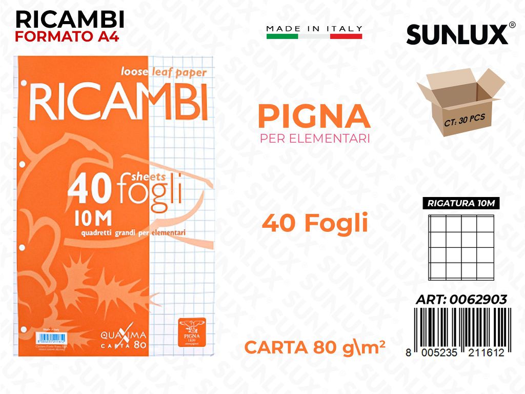 Pigna Ricambi F.to A4 80G Rig. 10M 40FF