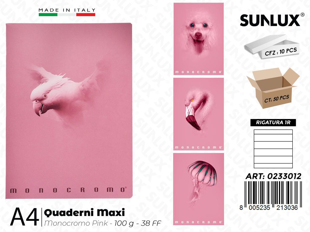 Maxi Quaderni Monocromo Pink 1R 100GR 38FF