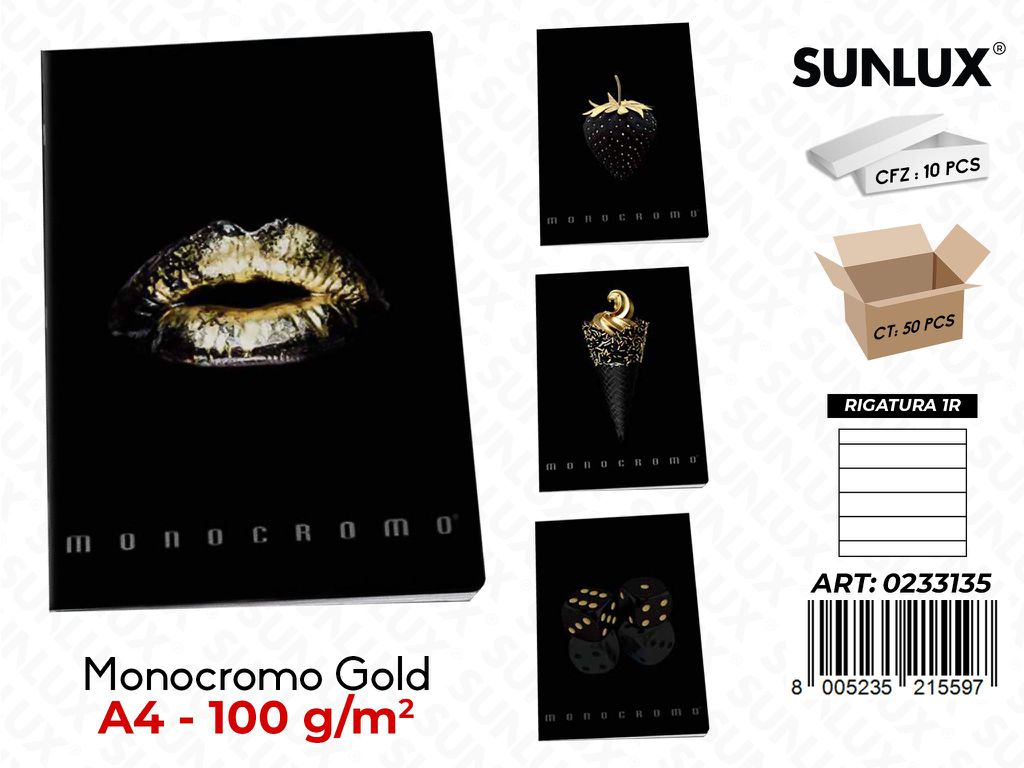 Maxi Monocromo Gold A4 RIG.1R 100GR