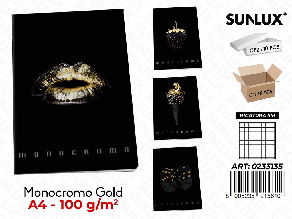 Maxi Monocromo Gold A4 RIG.5M 100GR