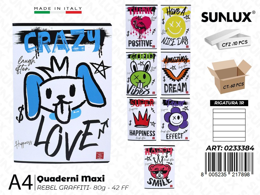 Maxi Quaderni A4 RIG.1R Rebel Graffiti 80GR