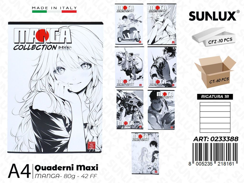 Maxi Quaderni A4 RIG.1R Manga 80GR