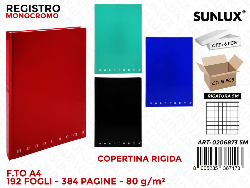 Registro Monocr. 5M Cartonato A4 384FF