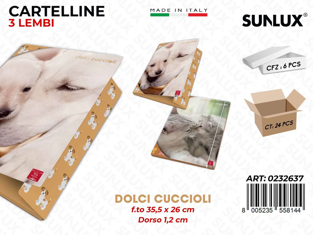 Cartelle 3 Lembi Dolci Cuccioli F.to 25.5*36 Cm