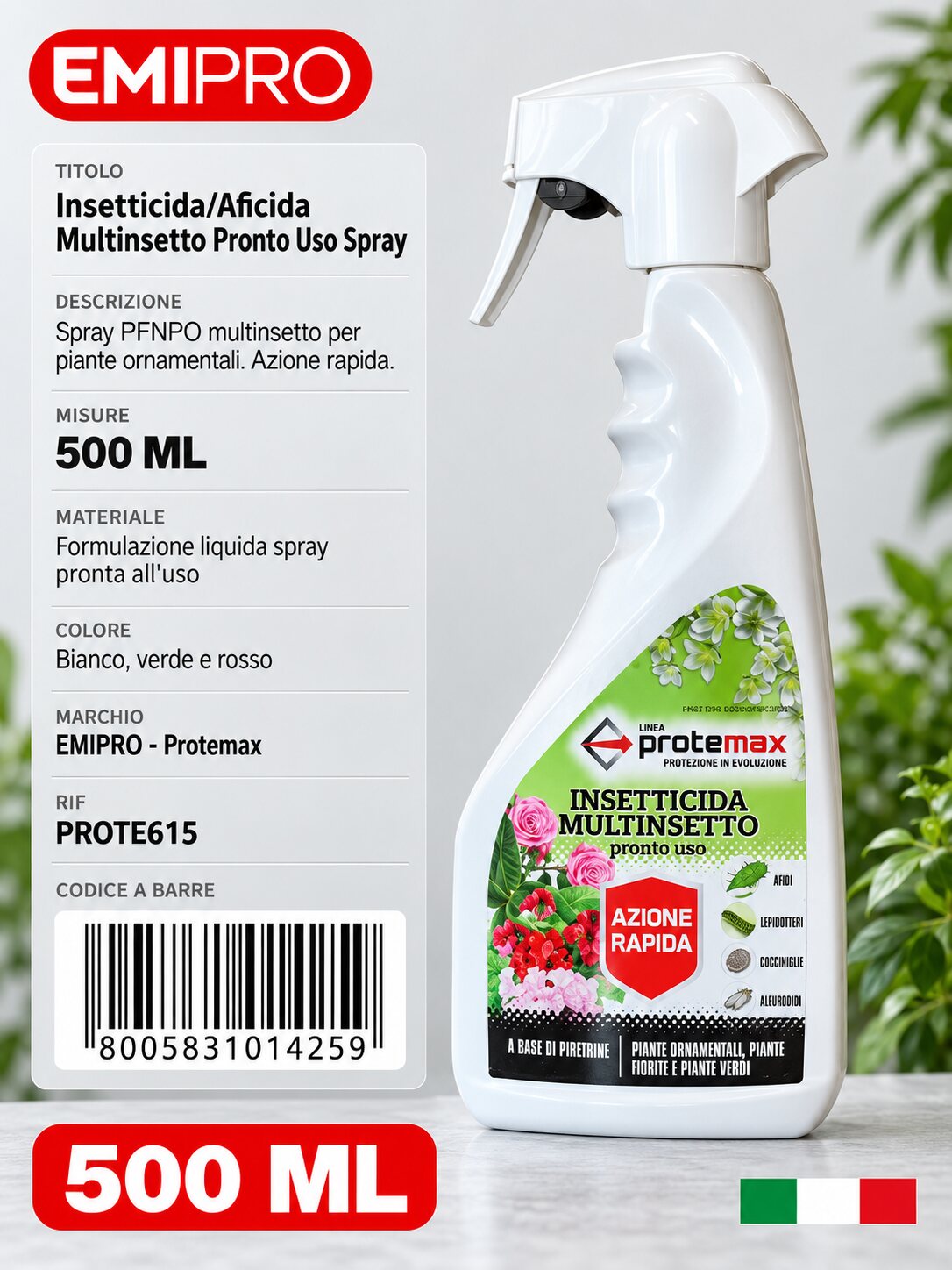 INSETTICIDA/AFICIDA MULTINSETTO PFnPO PER PIANTE ORNAMENTALI SPRAY 500ML