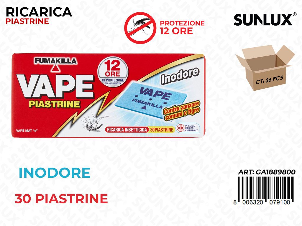 Vape Ric. 30PIASTRINE Inodore 12ORE / Pz da 36