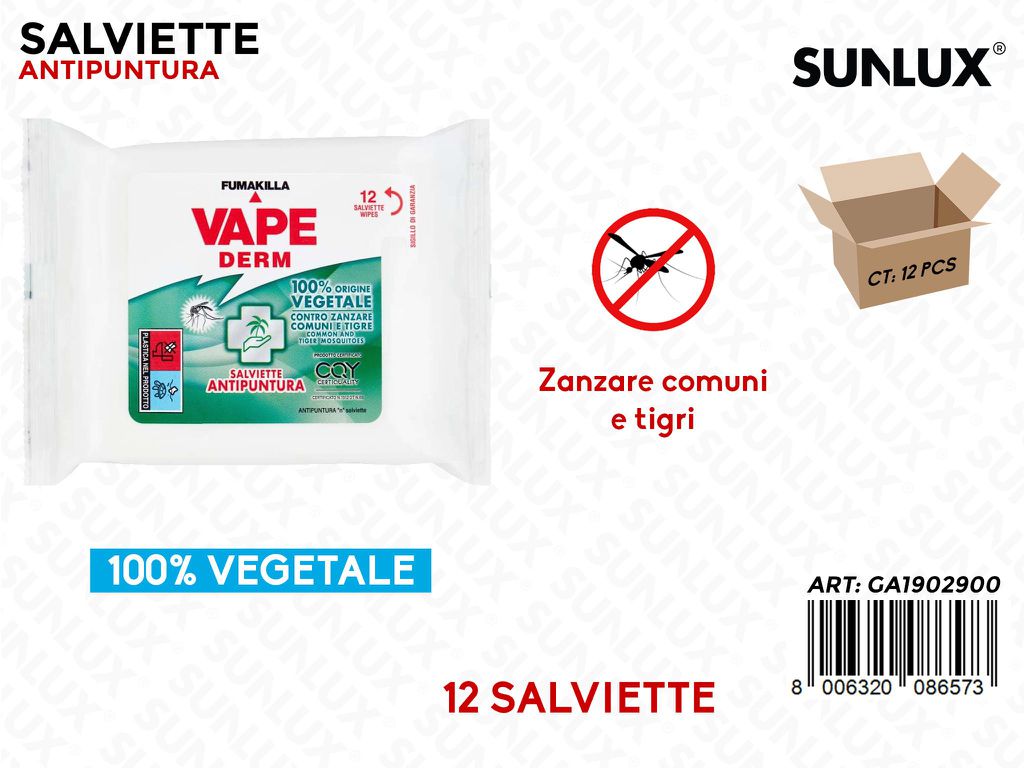 Vape Derm Salviette Antipuntura 12PCS