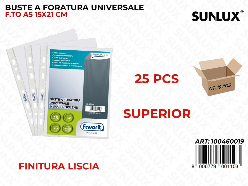 Buste Tran. Fav. A5 Liscia 25/Pz Superior
