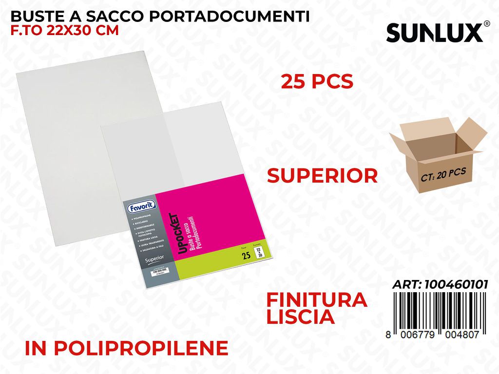 Buste Trasp. 22X30 U Liscia 25/Pz Superior